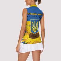 Ukraine Sunflower Peace Sign Women Sleeveless Polo Shirt With Folk Patterns - Wonder Print Shop
