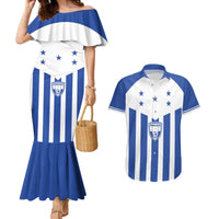 Custom Honduras Football Couples Matching Mermaid Dress and Hawaiian Shirt Los Catrachos Sporty Style - Wonder Print Shop