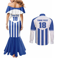 Custom Honduras Football Couples Matching Mermaid Dress and Long Sleeve Button Shirt Los Catrachos Sporty Style - Wonder Print Shop