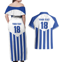 Custom Honduras Football Couples Matching Off Shoulder Maxi Dress and Hawaiian Shirt Los Catrachos Sporty Style - Wonder Print Shop
