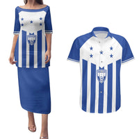 Custom Honduras Football Couples Matching Puletasi and Hawaiian Shirt Los Catrachos Sporty Style - Wonder Print Shop