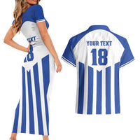 Custom Honduras Football Couples Matching Short Sleeve Bodycon Dress and Hawaiian Shirt Los Catrachos Sporty Style - Wonder Print Shop