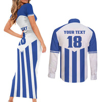 Custom Honduras Football Couples Matching Short Sleeve Bodycon Dress and Long Sleeve Button Shirt Los Catrachos Sporty Style - Wonder Print Shop