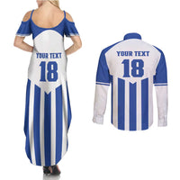 Custom Honduras Football Couples Matching Summer Maxi Dress and Long Sleeve Button Shirt Los Catrachos Sporty Style - Wonder Print Shop
