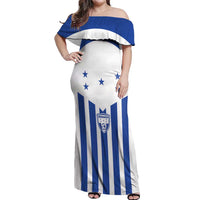 Custom Honduras Football Off Shoulder Maxi Dress Los Catrachos Sporty Style - Wonder Print Shop