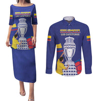 Custom Colombia Football Couples Matching Puletasi and Long Sleeve Button Shirt 2024 Copa America - Wonder Print Shop