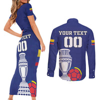 Custom Colombia Football Couples Matching Short Sleeve Bodycon Dress and Long Sleeve Button Shirt 2024 Copa America - Wonder Print Shop