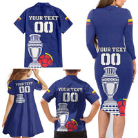 Custom Colombia Football Family Matching Long Sleeve Bodycon Dress and Hawaiian Shirt 2024 Copa America - Wonder Print Shop