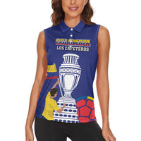 Custom Colombia Football Women Sleeveless Polo Shirt 2024 Copa America - Wonder Print Shop