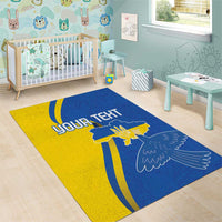 Personalized Ukraine Independence Day Area Rug Peace Dove Sunflower - Wonder Print Shop
