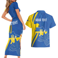 Personalized Ukraine Independence Day Couples Matching Short Sleeve Bodycon Dress and Hawaiian Shirt Peace Dove Sunflower - Wonder Print Shop