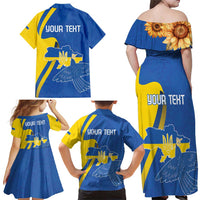 Personalized Ukraine Independence Day Family Matching Off Shoulder Maxi Dress and Hawaiian Shirt Peace Dove Sunflower - Wonder Print Shop