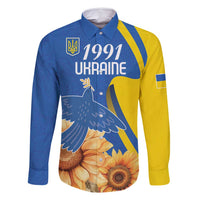 Personalized Ukraine Independence Day Family Matching Off Shoulder Maxi Dress and Hawaiian Shirt Peace Dove Sunflower - Wonder Print Shop