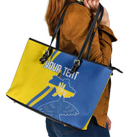 Personalized Ukraine Independence Day Leather Tote Bag Peace Dove Sunflower - Wonder Print Shop
