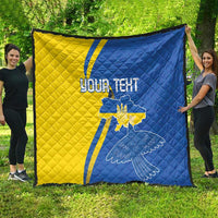 Personalized Ukraine Independence Day Quilt Peace Dove Sunflower - Wonder Print Shop