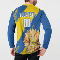 Custom Ukraine Independence Day Button Sweatshirt Dove Of Peace With Grunge Pattern - Wonder Print Shop