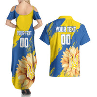 Custom Ukraine Independence Day Couples Matching Summer Maxi Dress and Hawaiian Shirt Dove Of Peace With Grunge Pattern - Wonder Print Shop
