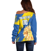 Custom Ukraine Independence Day Off Shoulder Sweater Dove Of Peace With Grunge Pattern - Wonder Print Shop