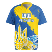 Custom Ukraine Independence Day Rugby Jersey Dove Of Peace With Grunge Pattern - Wonder Print Shop