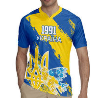 Custom Ukraine Independence Day Rugby Jersey Dove Of Peace With Grunge Pattern - Wonder Print Shop