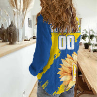 Custom Ukraine Independence Day Women Casual Shirt Dove Of Peace With Grunge Pattern - Wonder Print Shop