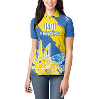 Custom Ukraine Independence Day Women Polo Shirt Dove Of Peace With Grunge Pattern - Wonder Print Shop