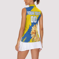 Custom Ukraine Independence Day Women Sleeveless Polo Shirt Dove Of Peace With Grunge Pattern - Wonder Print Shop