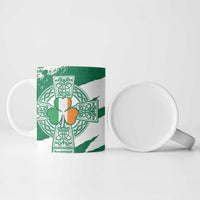 Ireland Celtic Cross Ceramic Mug Irish Flag Shamrock - Wonder Print Shop