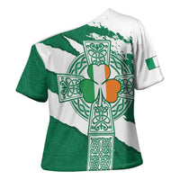 Ireland Celtic Cross Cross Shoulder Shirt Irish Flag Shamrock - Wonder Print Shop