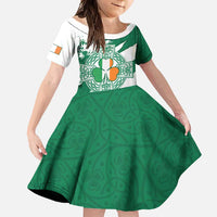 Ireland Celtic Cross Family Matching Long Sleeve Bodycon Dress and Hawaiian Shirt Irish Flag Shamrock - Wonder Print Shop