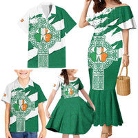 Ireland Celtic Cross Family Matching Mermaid Dress and Hawaiian Shirt Irish Flag Shamrock - Wonder Print Shop