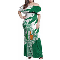 Ireland Celtic Cross Family Matching Off Shoulder Maxi Dress and Hawaiian Shirt Irish Flag Shamrock - Wonder Print Shop