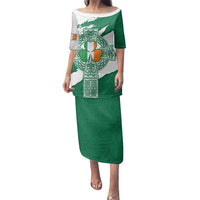 Ireland Celtic Cross Family Matching Puletasi and Hawaiian Shirt Irish Flag Shamrock - Wonder Print Shop