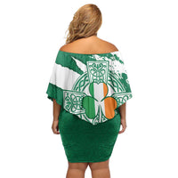 Ireland Celtic Cross Off Shoulder Short Dress Irish Flag Shamrock - Wonder Print Shop