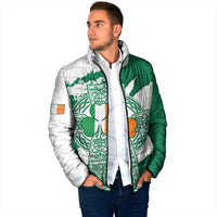 Ireland Celtic Cross Padded Jacket Irish Flag Shamrock - Wonder Print Shop