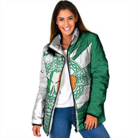 Ireland Celtic Cross Padded Jacket Irish Flag Shamrock - Wonder Print Shop