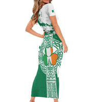 Ireland Celtic Cross Short Sleeve Bodycon Dress Irish Flag Shamrock - Wonder Print Shop