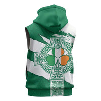 Ireland Celtic Cross Sleeveless Zip Hoodie Irish Flag Shamrock - Wonder Print Shop