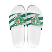 Ireland Celtic Cross Slide Sandals Irish Flag Shamrock - Wonder Print Shop
