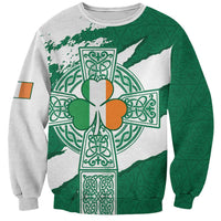Ireland Celtic Cross Sweatshirt Irish Flag Shamrock - Wonder Print Shop