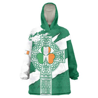 Ireland Celtic Cross Wearable Blanket Hoodie Irish Flag Shamrock - Wonder Print Shop