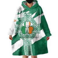 Ireland Celtic Cross Wearable Blanket Hoodie Irish Flag Shamrock - Wonder Print Shop