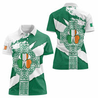 Ireland Celtic Cross Women Polo Shirt Irish Flag Shamrock - Wonder Print Shop