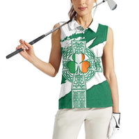 Ireland Celtic Cross Women Sleeveless Polo Shirt Irish Flag Shamrock - Wonder Print Shop