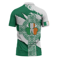 Ireland Celtic Cross Zipper Polo Shirt Irish Flag Shamrock - Wonder Print Shop