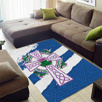 Scotland Celtic Cross Area Rug Thistle Flowers - Wonder Print Shop