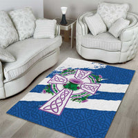 Scotland Celtic Cross Area Rug Thistle Flowers - Wonder Print Shop