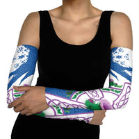 Scotland Celtic Cross Arm Sleeves Thistle Flowers - Wonder Print Shop