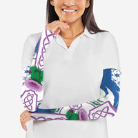 Scotland Celtic Cross Arm Sleeves Thistle Flowers - Wonder Print Shop