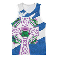 Scotland Celtic Cross Basketball Jersey Thistle Flowers - Wonder Print Shop